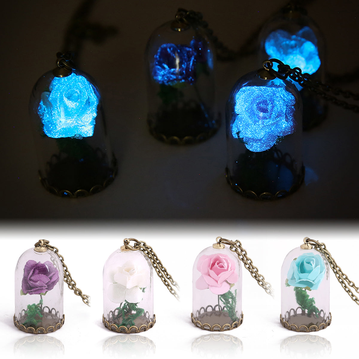 Enchanted Roses Glow In The Dark Necklace