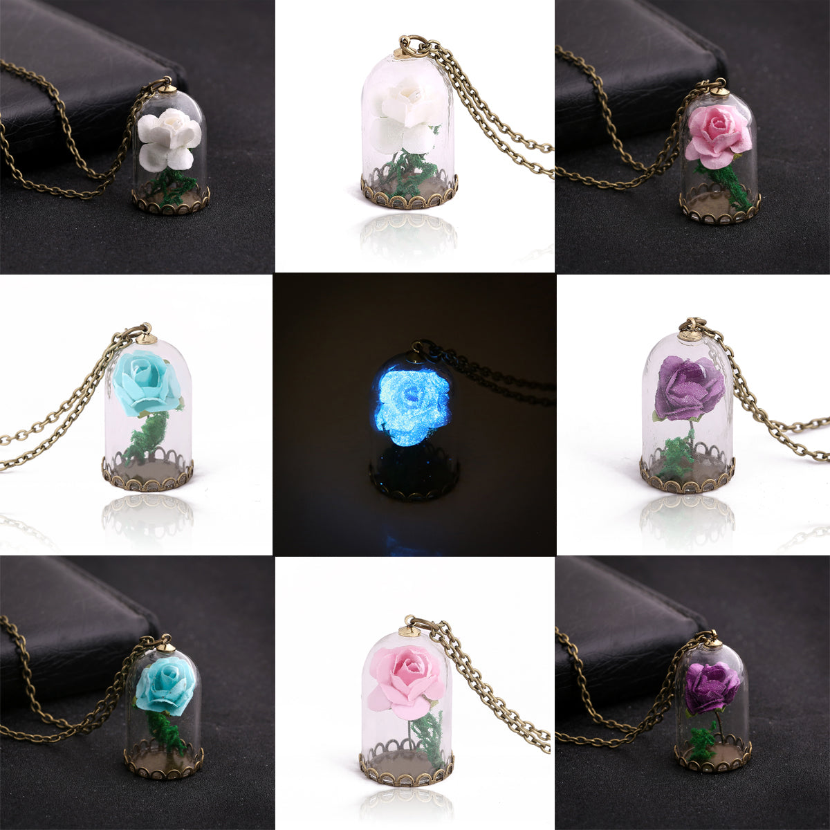 Enchanted Roses Glow In The Dark Necklace