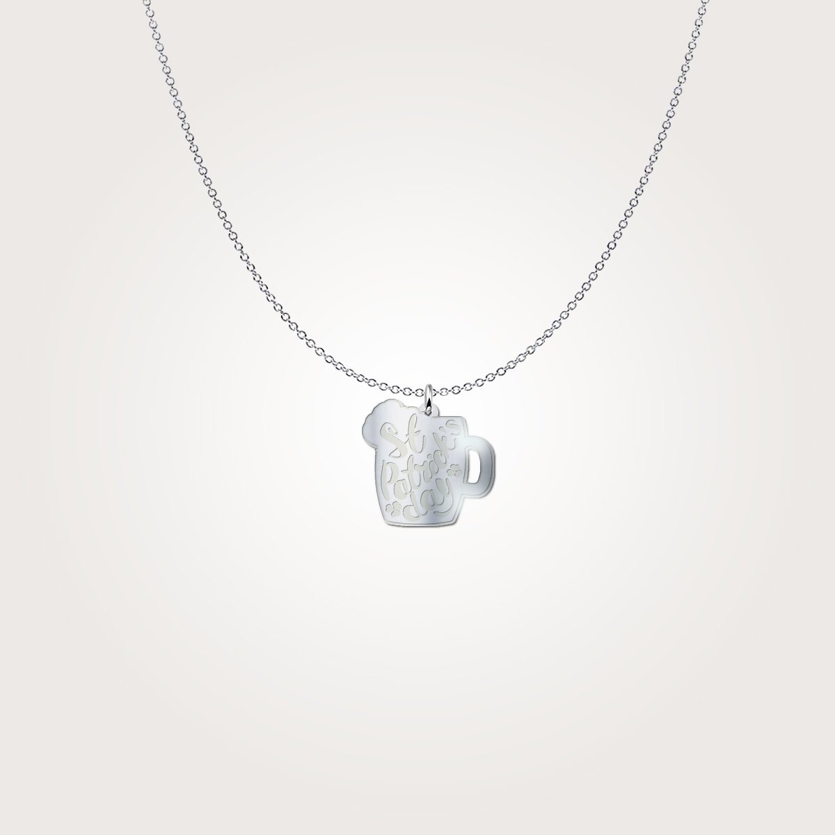 Beeoux pendant 1.9cm (0.75") Genuine Sterling Silver Saint Patrick's Beer Necklace