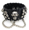 Fanduco Bracelets Black Skull 'n Bullets Genuine Leather Cuff Bracelet