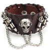 Fanduco Bracelets Brown Skull 'n Bullets Genuine Leather Cuff Bracelet