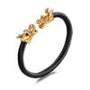 Fanduco Bracelets Gold Black Double Dragon Heads Steel Cable Bracelet