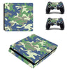 Fanduco Console Skins Blue-Green Camo Skin Decals For Playstation 4 Slim & 2 Controllers