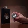 Fanduco Hip Flasks Black Travel Hip Flask With Built-in Collapsible Stainless Steel Shot Glass