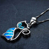 Fanduco Necklaces Blue Fire Cat Sterling Silver Necklace