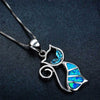 Fanduco Necklaces Blue Fire Cat Sterling Silver Necklace