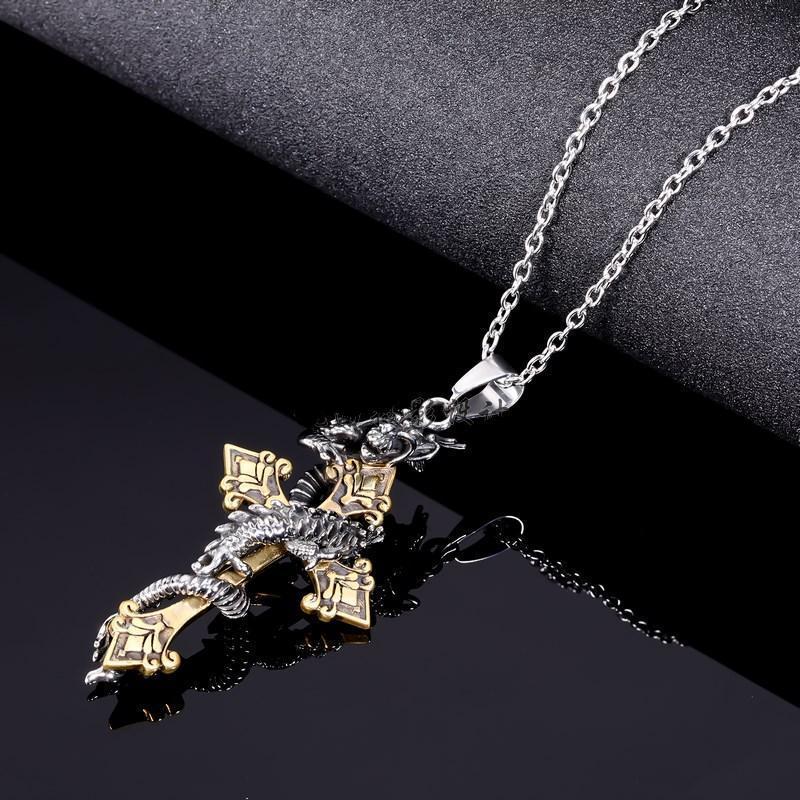 Fanduco Necklaces Dragon Cross Necklace