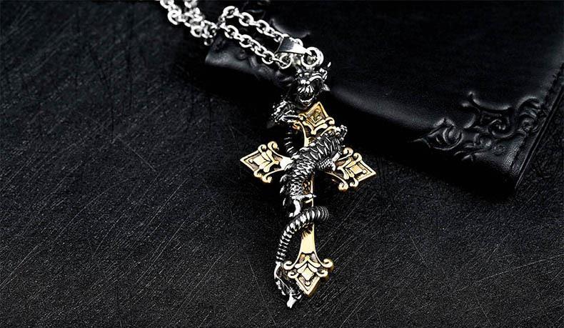 Fanduco Necklaces Dragon Cross Necklace