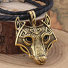 Fanduco Necklaces Gold / Leather Fenrir Wolf Necklace