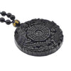Fanduco Necklaces Hand Carved Dragon Phoenix Obsidian Necklace