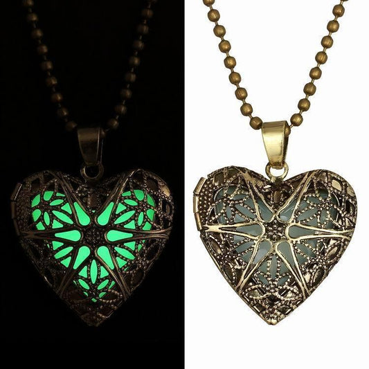 Fanduco Necklaces Hollow Heart Glow In The Dark Necklace