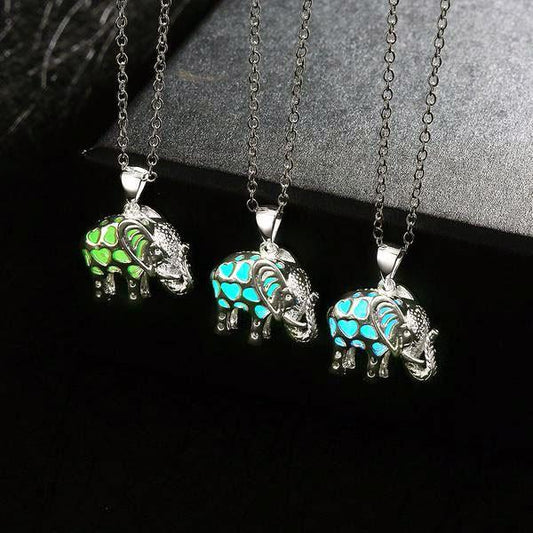 Fanduco Necklaces Silver-Plated Luminous Elephant Pendant