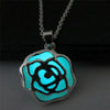 Fanduco Necklaces Sky Blue Hollow Rose Glowing Necklace