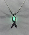 Fanduco Necklaces Sterling Silver / Green Glow In The Dark Awareness Ribbon Locket Necklace