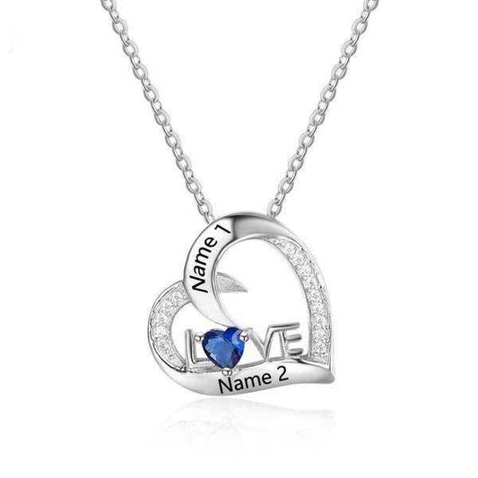 Fanduco Necklaces Sterling Silver Love Pendant w/ Custom Engraving and Birthstone