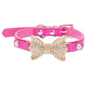 Fanduco Pet Collars Hot Pink / M Crystal Bow Tie Pet Collar