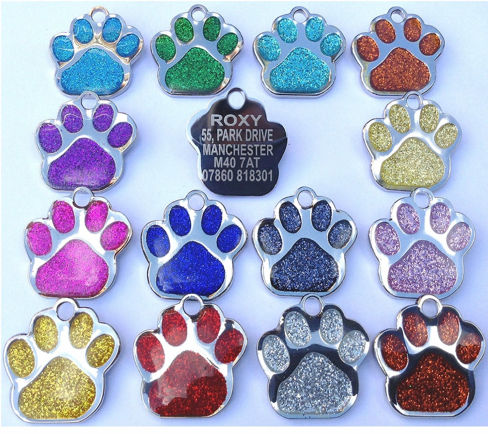 Personalised Color Paw Print Pet ID Tags - Fanduco