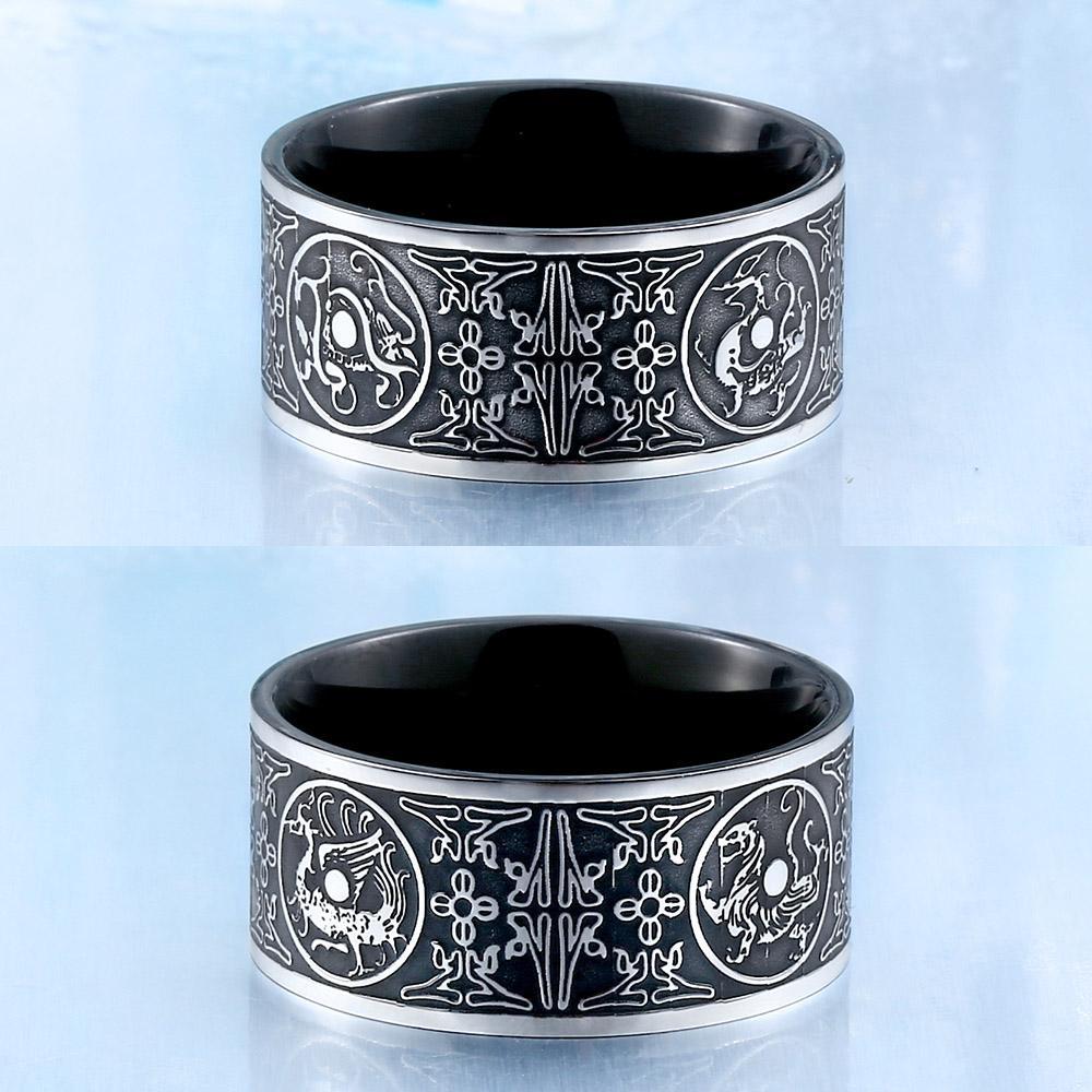 Celtic Dragon Tungsten Carbide Rings With Carbon Fiber Inlay