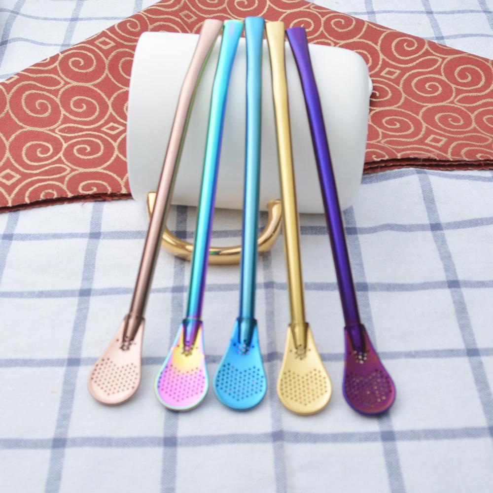 Fanduco Utensils Awesome Rainbow Steel Straw, Teaspoon And Filter Combo (Set of 3)