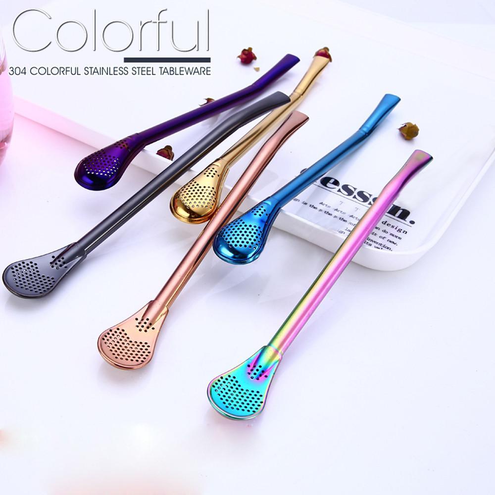 Fanduco Utensils Awesome Rainbow Steel Straw, Teaspoon And Filter Combo (Set of 3)