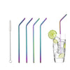 Fanduco Utensils Awesome Reusable Rainbow Stainless Steel Straws (Pack of 4 + Cleaning Brush)
