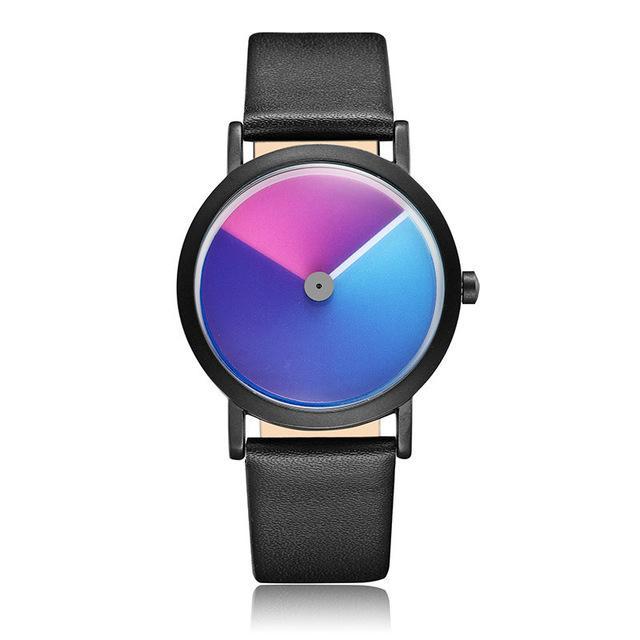 Fanduco Watches Black Leather Minimalist Swirling Time Watch