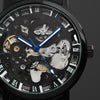 Fanduco Watches Black Stainless Steel Mechanical Skeleton Watch