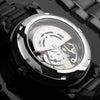 Fanduco Watches Black Stainless Steel Mechanical Skeleton Watch