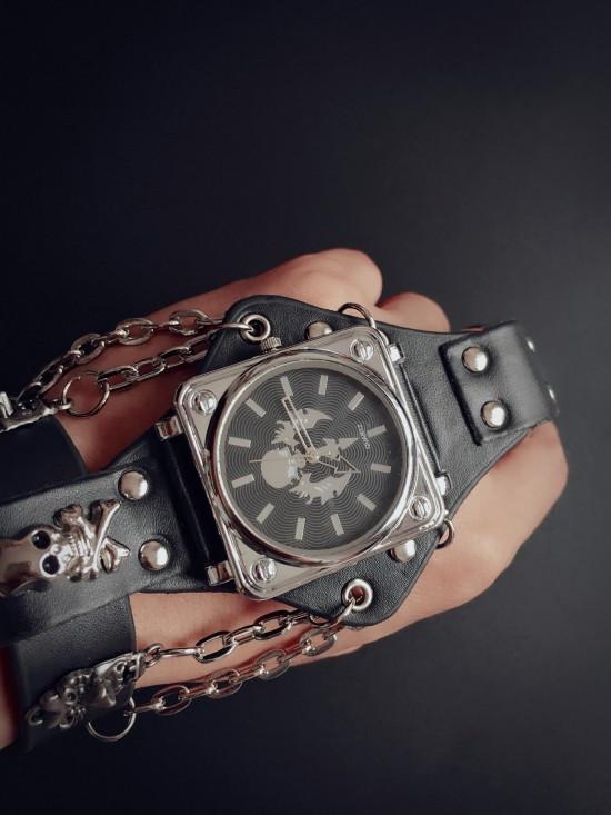 Fanduco Watches Skull Leather Bracelet Wristwatch