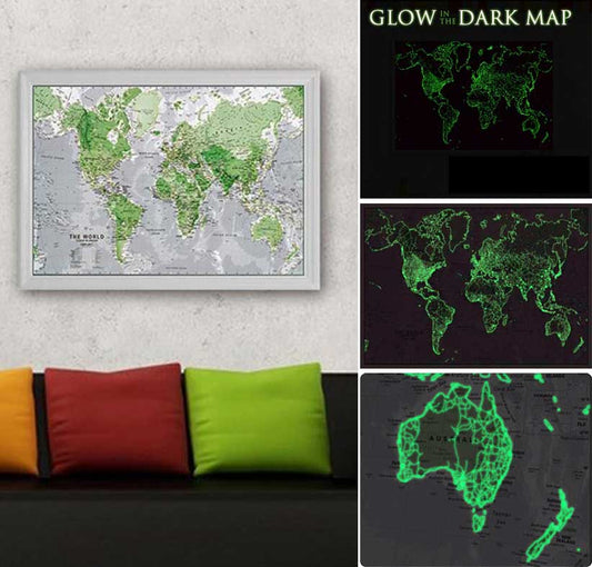 Glow In The Dark World Map Poster