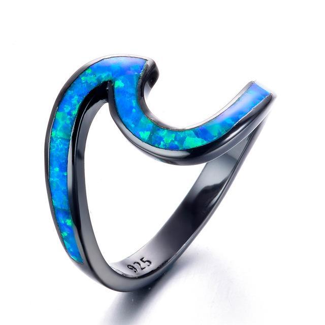 Fire Opal Wave Rings