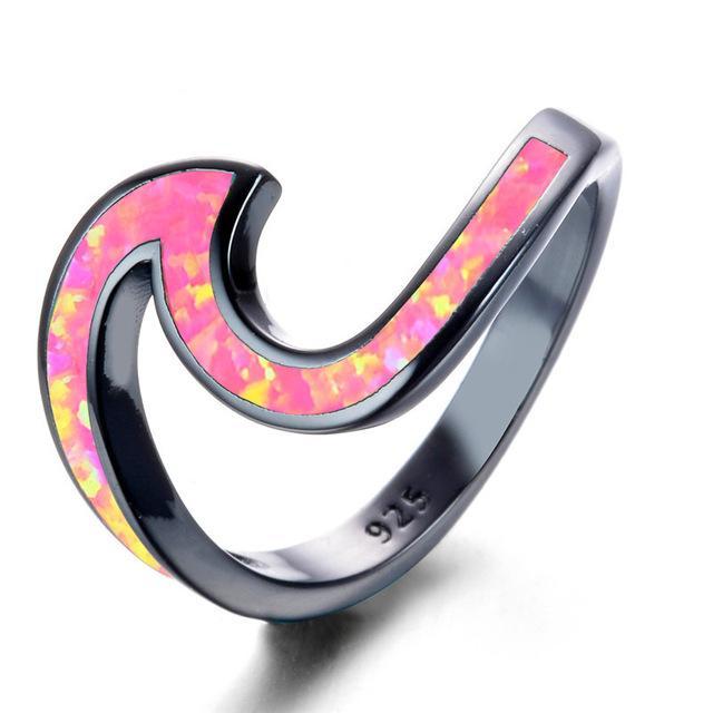 Fire Opal Wave Rings