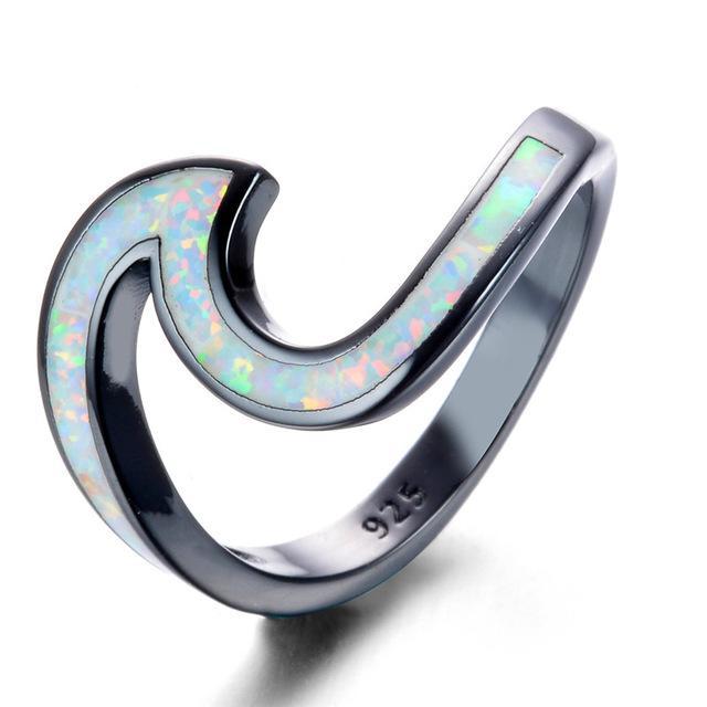 Fire Opal Wave Rings